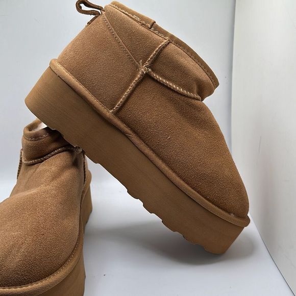 CUSHIONAIRE Women's Genuine Suede pull on platform boot +Memory Foam 9 CHESTNUT - Picture 6 of 7